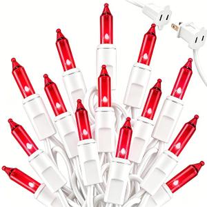 Brightown Red Mini String Lights, 100-Count 20ft Incandescent Bulb Valentine's Day Fairy Lights for Indoor Holiday Decoration, Christmas Tree Garland Wedding Party Multi-Use, White Wire