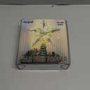 Juegoal Star Tree Topper with 20 LED Lights, Metal Silver Lighted Treetop Ornaments, Battery Powered Light Up Christmas Tree Decorations, 6.5 x 6.5 Inches