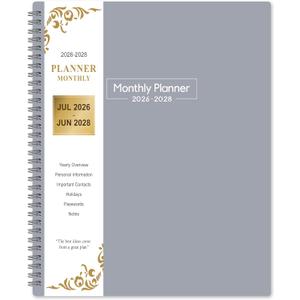 2 x Monthly Planner 2026-2028 - 2 Year Planner from July 2026 to June 2028, 8.5'' x 11'', 2026-2027 Monthly Planner with Monthly Tabs, Pocket (Grey)