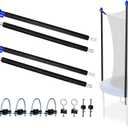 2 Sets Large Universal Trampoline Net Pole Replacement with Foam Sleeve, Enclosure Poles Kit with Clamp and Screws, Fix Bent/Broken Trampoline Fit for 10Ft-16Ft