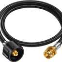 4ft Propane Hose Adapter 1lb to 20lb Propane Adapter 20lb to 1lb Converter, Propane Tank Adapter Hose 20 lb to 1 lb for Weber Q Grill/Coleman Stove/Blackstone Griddle/Buddy Heater/Weber Traveler (4 Feet Updated)