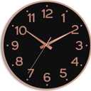 Roymnie Wall Clock, Silent Wall Clocks Battery Operated 8 Inch-Modern Non Ticking Analog Clock Decorative for Kitchen Office Bathroom Bedroom(Black Rose Gold)