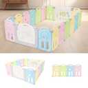 Fortella Cloud Castle Foldable Playpen, Baby Safety Play Yard with Writing Whiteboard and Activity Wall, Pack and Play for Toddlers 1-3, Indoors or Outdoors (Multicolor 14 Panel)