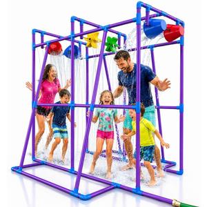 PUDDLE SPLASHERS Outdoor Water Play for Kids, Backyard Waterpark Sprinkler Summer Toy, Fun Outside Play Structure for Kids with Sprinkler, Water Buckets and Splash Wheels, Family Backyard Waterpark