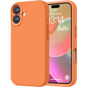LOVE 3000 Designed for iPhone 16 Case, Premium Silicone with [Soft Anti-Scratch Microfiber Lining] Shockproof Protective Phone Case for Men Women Girls 6.1", Bright Orange