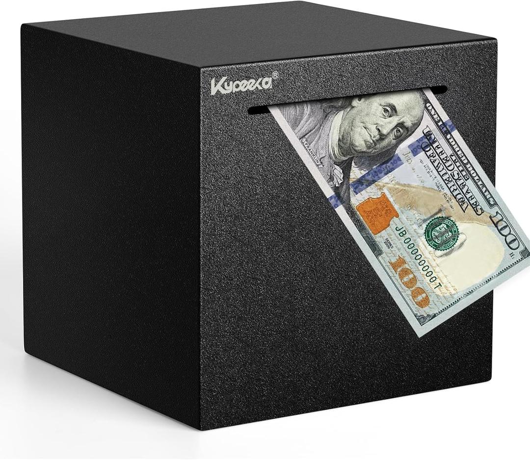 Adults Piggy Bank Must Break to Open, Unbreakable Stainless Steel Piggy Bank for Adults, Metal Savings Box for Cash Saving (Black, 4.72 inch)