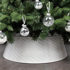 Blissun Christmas Tree Collar, 28.7" D Round Plastic Christmas Tree Ring, Christmas Tree Skirt for Artificial Christmas Trees Decoration (White)