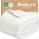 Bedsure Gentlesoft 100% Cotton Blanket Twin XL Size for College Dorm - Cooling Breathable and Soft for Summer, Waffle Weave Twin Blanket for Bed, Dorm Room Essentials, White, 66x90 inches