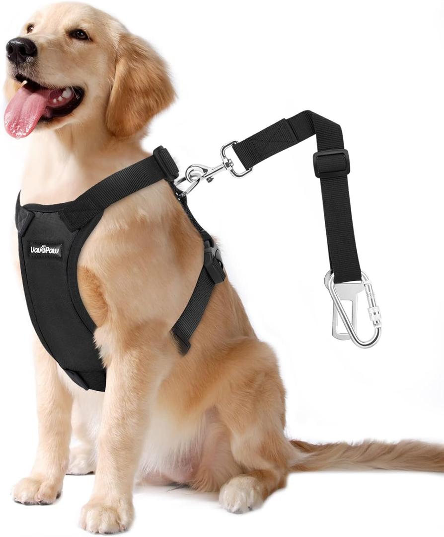 Dog Seat Belt, Safety Vest Dog Car Harness with Adjustable Buckle Dogs Seat-Belt for Vehicle Nylon Pet Safety Seats Belts Heavy Duty(XXL, Black) 