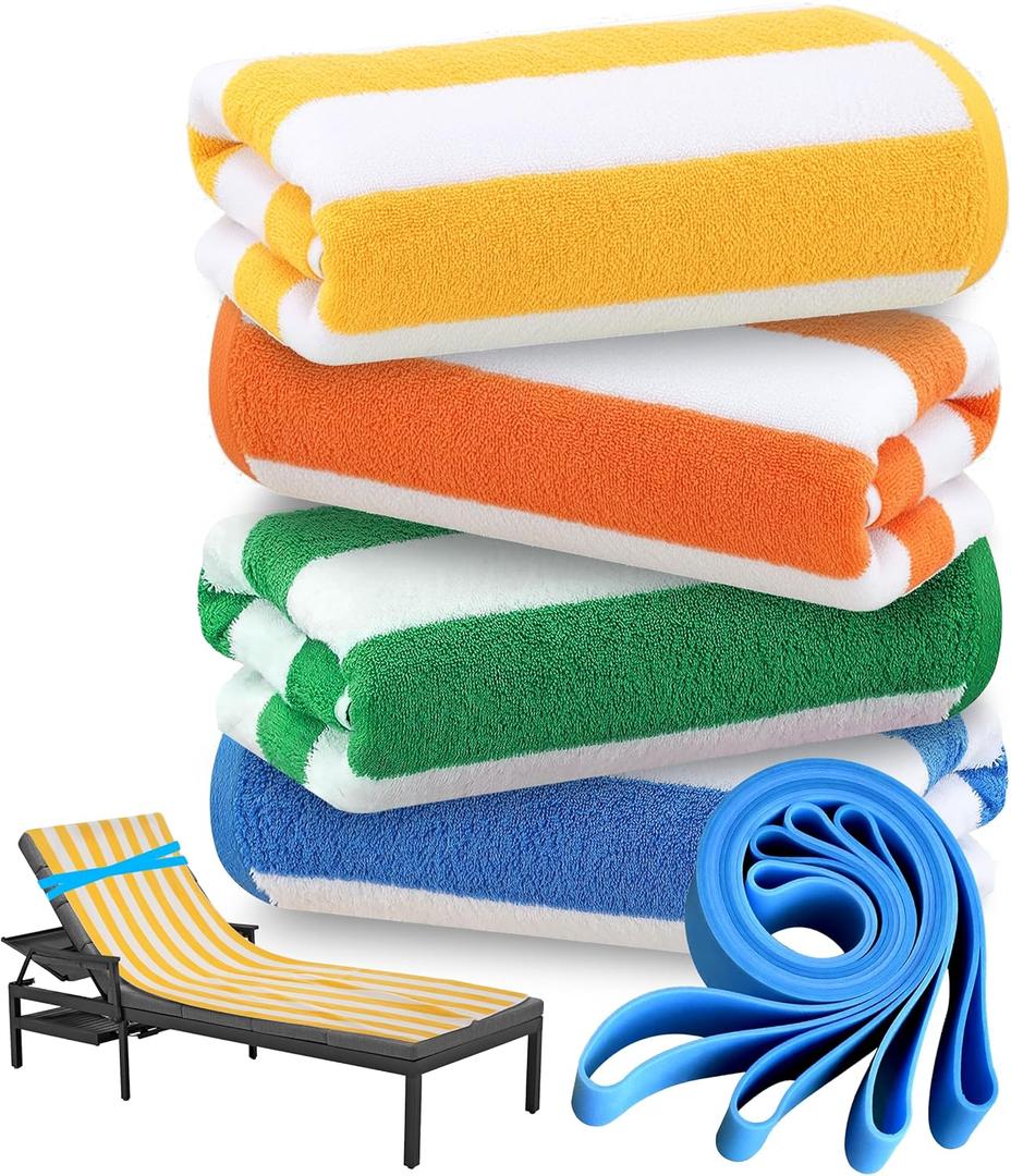 Genovega 4 Packs Cotton Turkish Beach Towels Set Bulk Oversized Extra Large Quick Dry Sand Free Bathroom Pool Swim Towel for Adult Travel Essentials Cruise Accessories Must Haves Clearance Multipack