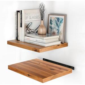 BATODA 16” x 12” Acacia Deep Floating Shelves, Large Extra Wooden Floating Shelves for Wall - Floating Book Shelves, Floating Shelf for Bedroom, Bathroom - Wall Decor Living Room (Hardware Included)