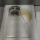 Baffect Water Pitcher, High Borosilicate Glass Jug with Stainless Steel Lid, Leakproof Fridge Door Carafe for Hot or Cold Beverage Vertical Pattern (1.8 L/63 oz.)