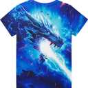 Funnycokid Boys Girls Shirts Graphic T-Shirt Neon Clothes Kids Novelty Youth Short Sleeve Animal Print Tees 4-16 Years (Blue)