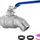 304 Stainless Steel 3/4" Garden Hose Bib, Heavy Duty Outdoor Spigot, 3/4" Male GHT Threaded Garden Hose Faucet, Lead-Free, Unlimited Flow Outdoor Faucet with 2 Washers and 1 Tape