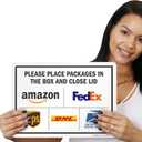 SmartSign 10 x 14 inch Please Leave Packages in The Box And Close The Lid Metal Sign with Delivery Logos, 40 mil Laminated Rustproof Aluminum, Multicolor, Made in USA