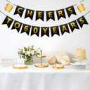 2 x Beer 60th Birthday Banner - Happy 60th Birthday Banners Decorations Pre-Strung Cheers to 60 Years Paper Graland Aniversary Party Supplies for Men Women (Black Gold)