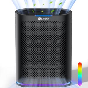 Air Purifiers for Home Large Room Cover 2,100 Ft,Home Air Purifier with Air Quality Monitor & Aromatherapy,Auto H13 Air Purifier Removes Pets Hair Dust Smoke Odor,with 7 Colors Light(Black)