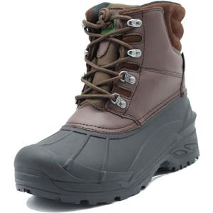 Men's Winter Snow Boots Waterproof Non-Slip Insulated Warm Safe and Durable Outdoor Ski Classic Suede, Non-Slip Rubber Outsole, Cushioned EVA InsolesMid-Calf Height Boots (8, Brown (Nh01))
