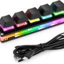 Ecarke Upgrade Black 5 Keys Mini Macro Mechanical Keyboard Gaming Keypad Hot Swap Game Keyboards USB Data Cable for Windows Mac OSU HID Standard Keyboard Cherry Shaft & RGB LED