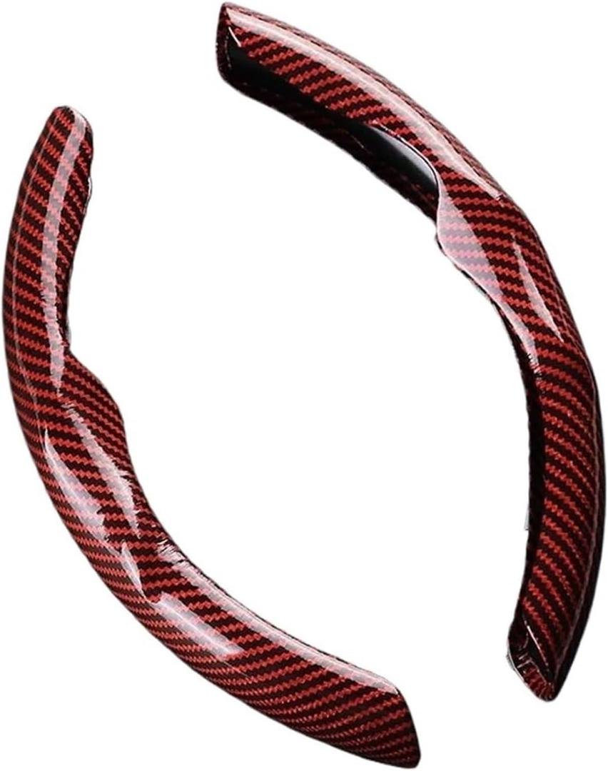 Steering Wheel Cover for E46 Auto Interior Styling Car Accessories Carbon Fiber Car Steering Wheel Covers Non-Slip Protector Cover, Red
