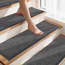 COSY HOMEER Stair Treads Non-Slip Carpet Stair Treads for Wooden Steps, Indoor Stair-Runner Rugs for Kids Elders & Pets 28"x9" (15Pc, Dark Gray)