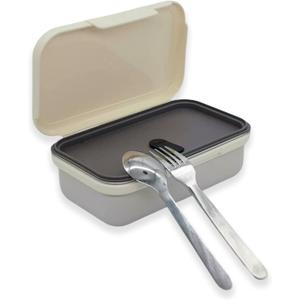 Stainless Steel Small Bento Box for Adults - Leakproof Microwave Safe Lunch Box for Work, Meal Prep and On the Go with Utensils & Bag (White), Compact-Sized for Moderate Appetites