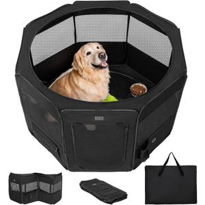 PETSFIT 45.5" Dog Playpen Indoor/Outdoor-Jump-Proof 28.5" Height with Removable Waterproof Mat & Zippered Roof | RV, Camping, Travel Dog Pen | Whelping & Cat Observation Space(45.5"L x 45.5"W x 28.5H)