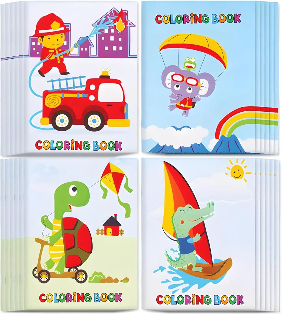 Neliblu 24 Pack Coloring Books for Kids - Incredible Value Bulk Party Favors Coloring Books with Awesome Animated Cartoons - Ideal Fun and Epic Learning Books for Kids at Home and School (Pack of 24 - Animated Cartoons)
