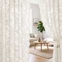 H.VERSAILTEX Lace Curtains 90 Inch Length Vintage Victorian Sheer Curtain 2 Panels Rod Pocket with French Country Floral, Light Filtering Privacy Sheers for Bedroom Living Room, 52" W x 90" L Ivory