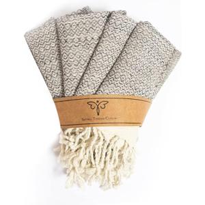 SMYRNA TURKISH COTTON Vintage Series Kitchen Dish Towels Pack of 4, Machine Washable Wash Cloths, Ultra Soft, Absorbent, Prewashed and Quick Dry Turkish Dish Towels, 15x26 Inch (Beige)