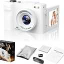 4K Digital Camera for Photography- 50MP Autofocus Vlogging Camera with 2.8" 180°Flip Screen, 18X Digital Zoom- Compact Point and Shoot Camera with 32GB TF for YouTube, Travel, Beginners, White