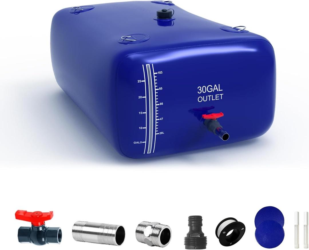 30 Gallon Water Bladder, 1000D PVC Foldable Portable Water Tank, Blue Large Capacity Water Bag Container for Garden, Drought Resistance, Fire Prevention, Emergency Supply