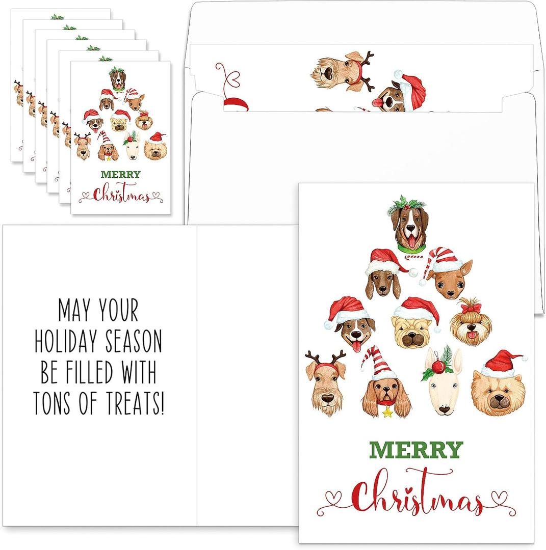 Zhanmai 50 Sets Christmas Card for Dog Lovers Adorable Dog Christmas Cards Cute Pet Greeting Cards with Envelopes Funny Animal Cards Holiday Cards Xmas Gifts for Friend Family, 4 x 6 Inches
