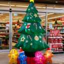 9ft Christmas Tree Decoration with Gingerbread Men Inflatable Outdoor Indoor Decor, Giant Blow Up Weatherproof Xmas Decorations for Yard, Built-in LED Rotating Light for Gardern Lawn Winter Holiday