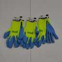 MUD Super Grip Latex Coated Palm Garden Work Gloves, Water Resistant, Polyester Knit Shell, Elastic Knit Wrist, Lime Green/Blue, Small (SM7187G/S)