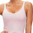 THE GYM PEOPLE Womens' Sports Bra Longline Wirefree Padded with Medium Support (Pink)