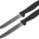 Chef Craft Select Steak Knife Set, 4.5 inch blade 8.5 inches in length 2 piece set, Stainless Steel/Black