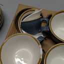 SHUER Ceramic Cappuccino Cup Set of 4, 11.2 OZ Cups and Saucers Set,Coffee Mocha Cup Sets,Black Coffee Cups and Glaze Americano Mug Great for Party and Low Tea Time (Blue 320ml)