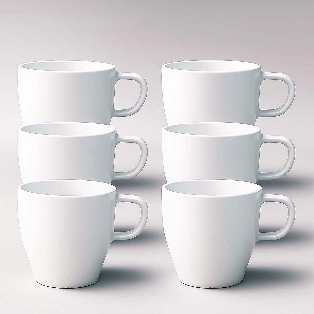 6-Pack 10oz Unbreakable Coffee Mugs, Microwave Safe Premium Drinkware (Up to 320), Lightweight Shatterproof White Cups for Keurig, Kids, RV & Camping, BPA-Free (White)