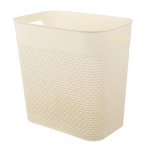 UUJOLY Plastic Trash Can Wastebasket, Garbage Container Basket for Bathrooms, Kitchens, Offices, Kids Rooms (Beige, 3 Gallon) (1 Pack)