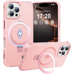 Magnetic Ring Stand Case for iPhone 16 Pro, Pink