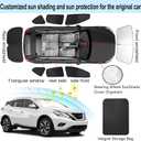 TINGLU Window Shades for Nissan Murano 2015-2024 Accessories Car Side Full Windows Rear Triangular Windshield Sun Shade Sun UV Rays & Privacy Protection for Camping,Napping,and Relaxing 8PCS