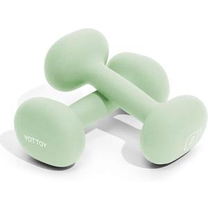 YOTTOY Dumbbell Set of 2,2-15 Pound Hand Weights for Women, Non-Slip Hand Weights for Home Gym, Strength Training, and Full-Body Workouts (Green)