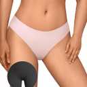 OEAK Seamless Thongs for Women Invisible Thongs No Show Thong Panty Liners Tangas Comfortable Workout G-Strings Underwear Peach XS