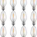 LED Night Light Bulbs,C7 0.4 Watt Decorative Light Bulbs for Window Candles/String Lights/Night Lights,Waterproof, Warm White,12 Pack (Equivalent to 4 Watt Incandescent Bulb)