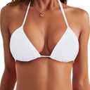 String Bikini Tops for Women Bathing Suit Swim Tops Sexy Triangle Bikini Top white (XS)