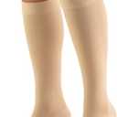 Truform 15-20 mmHg Compression Stockings for Men and Women, Knee High Length, Closed Toe, Beige, Large