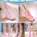 Yebing Fuzzy Socks for Women Fluffy Slipper Winter Warm Cozy Plush Sleep Heart Gift Socks (Pink)