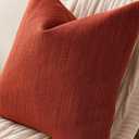 Foindtower Set of 2 Decorative Textured Burlap Linen Throw Pillow Covers Farmhouse Boho Cushion Cover Solid Accent Pillowcase for Couch Sofa Bed Living Room Home Decor,18×18 Inch,Fall Orange Hazel