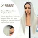 X-TRESS Platinum Blonde Synthetic Lace Front Wig Pre Plucked Ready to Wear 13x4x1 HD Glueless Straight Lace Front Wig for Women Natural Look Synthetic Heat Resistant Fiber Platinum Blonde Wig (26inch)